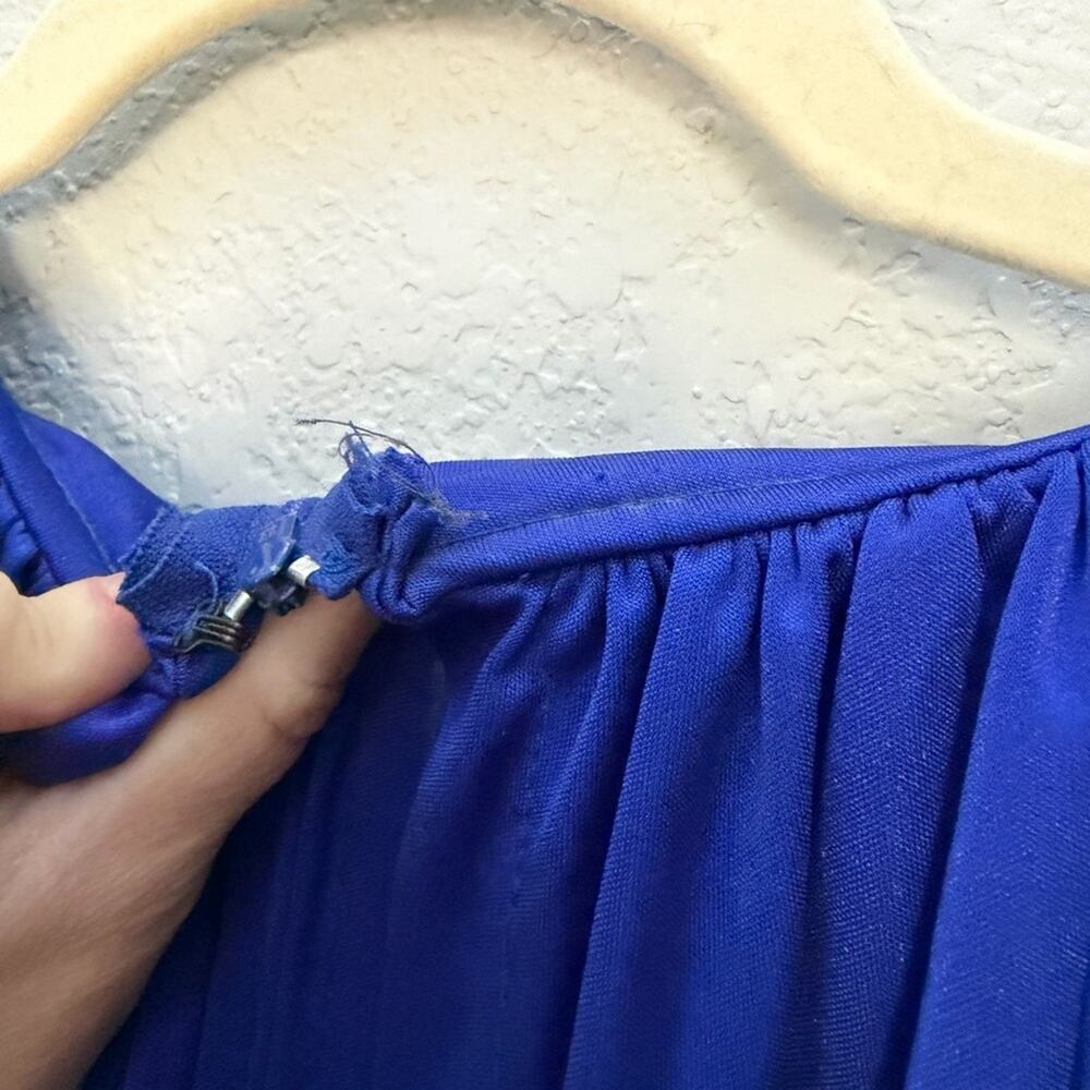 Vintage Shamash and Yofi Creations Royal Blue Draped Dress Size 7/8 Ruched - Picture 9 of 14
